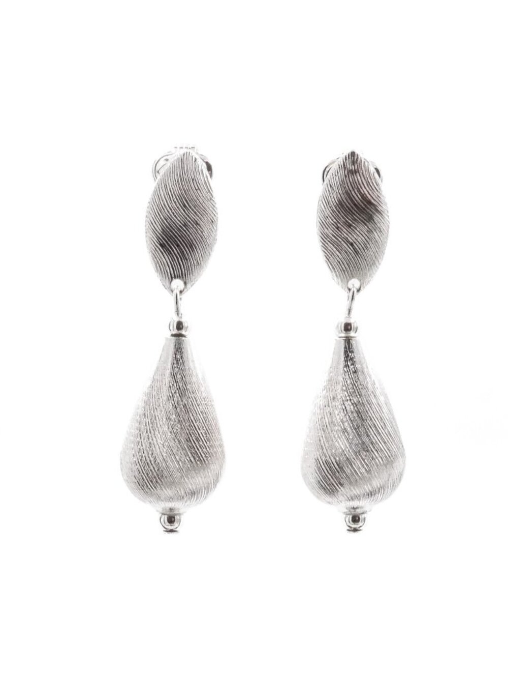 Vintage Sarah Coventry Silver Tone Drop Earrings Brushed Teardrop 1.75”